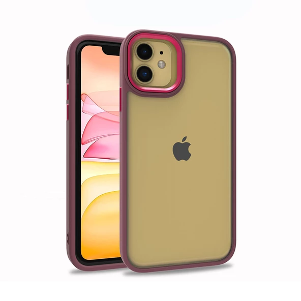 Apple iPhone 11 Kılıf Zore Flora Elektroplatin kaplama sert PC Kapak Kılıf  Kırmızı