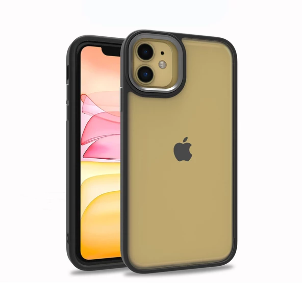 Apple iPhone 11 Kılıf Zore Flora Elektroplatin kaplama sert PC Kapak Kılıf  Siyah