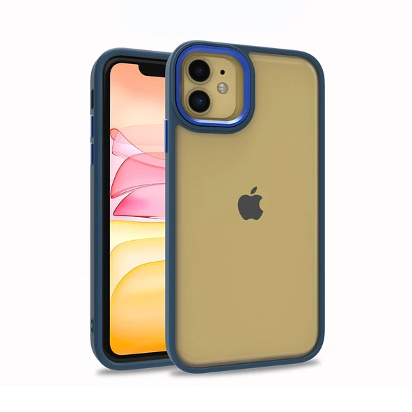 Apple iPhone 11 Kılıf Zore Flora Elektroplatin kaplama sert PC Kapak Kılıf  Mavi