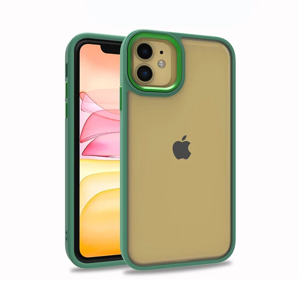 Apple iPhone 11 Kılıf Zore Flora Elektroplatin kaplama sert PC Kapak Kılıf  Yeşil