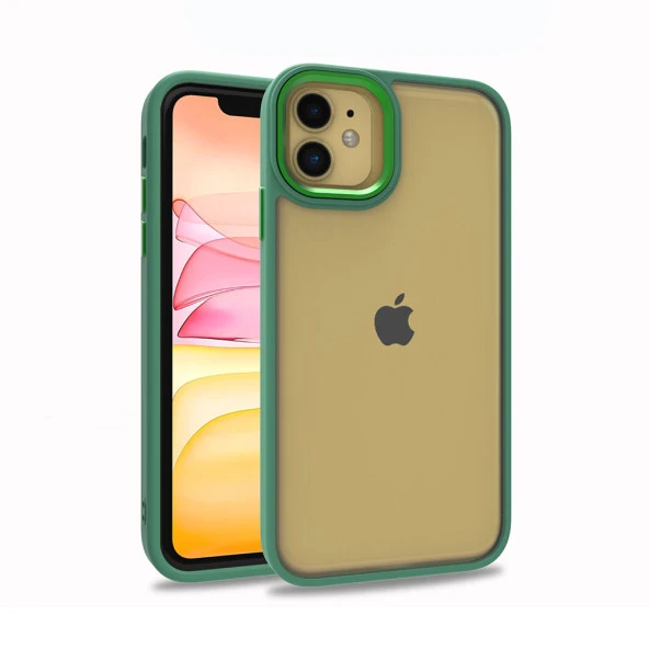 Apple iPhone 11 Kılıf Zore Flora Elektroplatin kaplama sert PC Kapak Kılıf  Yeşil