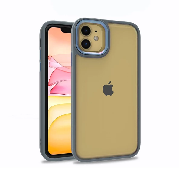 Apple iPhone 11 Kılıf Zore Flora Elektroplatin kaplama sert PC Kapak Kılıf  Sierra Mavi