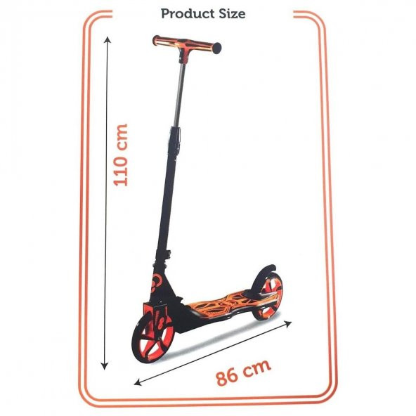 100kg Taşıma Kapasiteli Katlanabilir Scooter 12 Yaş ve Üzeri İçin Uzayabilen Katlanabilir Scooter TURUNCU - 3