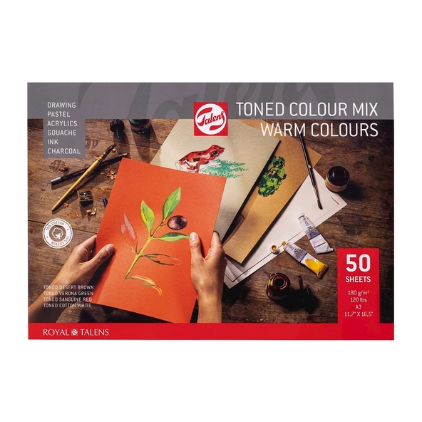 Talens Toned Color Mix Renkli Eskiz Defteri Warm Colour 180gr A3 50 Yaprak