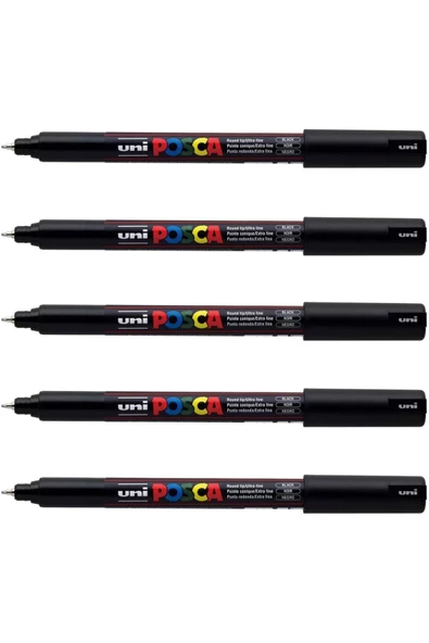 Uni Posca Marker Kalem Pc-1mr (0.7mm) Siyah - Black 5'li Set