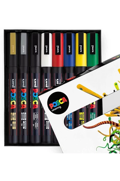 Uni Posca Marker Kalem Pc-3m (0.9-1.3mm) 8'li Fondöten Renkler Seti