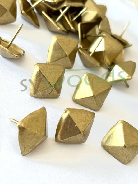 25 Adet 20 mm Piramit Sarı Kabara Raptiye Hobi Çivisi Koltuk Çanta Tasarım Aksesuar Süsü - 6