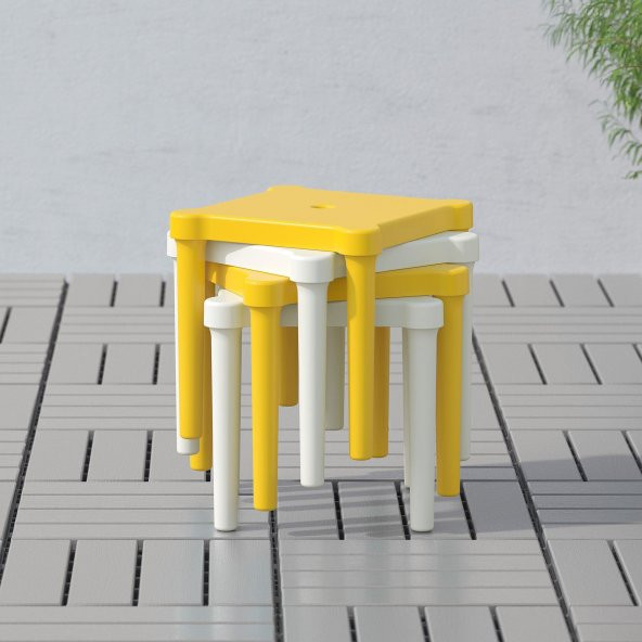 Çocuk Taburesi, Sarı Renk MeridyenDukkan 28x27 cm Polipropilen Plastik Kare Tabure - 2