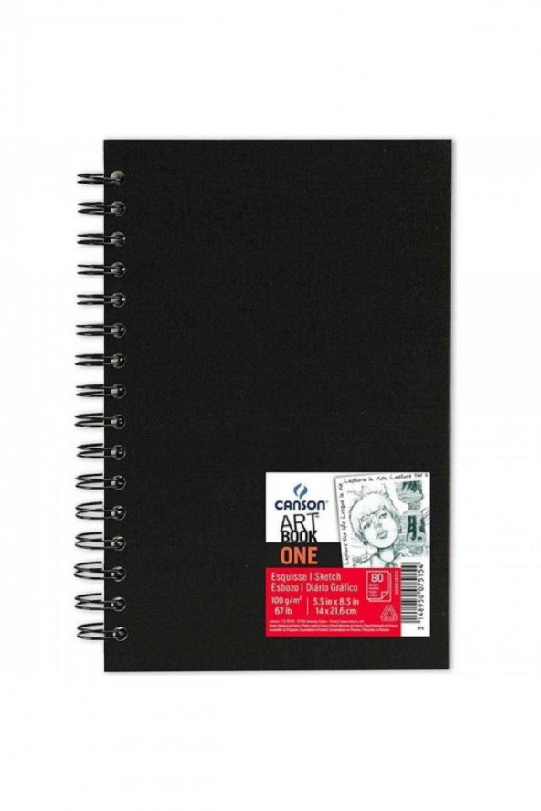 Canson One Art Book 100gr Spiralli Çizim Defteri 80 Sayfa 14x21.6cm (Sert Kapak)