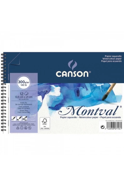 Canson Montval Aquarelle Cold Pressed 300gr Spiralli Sulu Boya Blok 12 Sayfa 13.5x21cm
