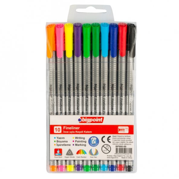 Bigpoint Fineliner Marker Kalem Set 10'lu Blisterli - 2
