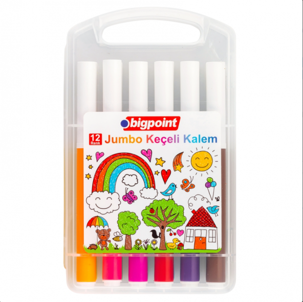 Bigpoint Jumbo Keçeli Kalem 12'li Set (Plastik Kutulu) - 3