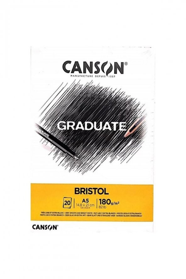 Canson Graduate Bristol Çizim Defteri A5 180gr 20 Yaprak