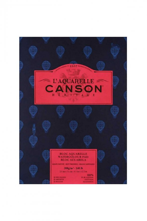 Canson Heritage Aquarelle Hot Pressed 300gr Sulu Boya Blok 12 Sayfa 23x31cm