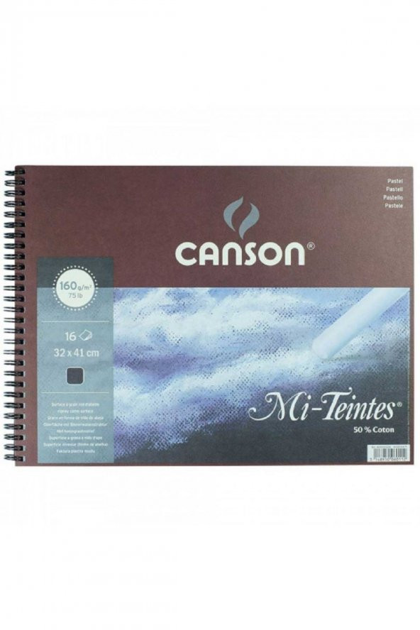 Canson Mi-Tientes Siyah 160g Spiralli Pastel Blok 16 Sayfa 32x41cm