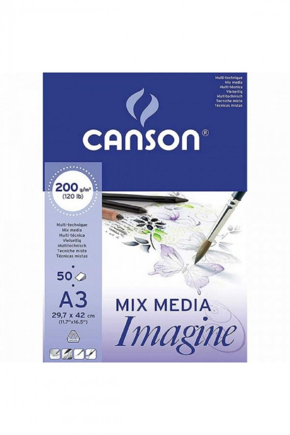 Canson Dessin Blanc Imagine 200gr Hafif Dokulu Çok Amaçlı Çizim Blok 50 Sayfa A3 (29.7x42cm)