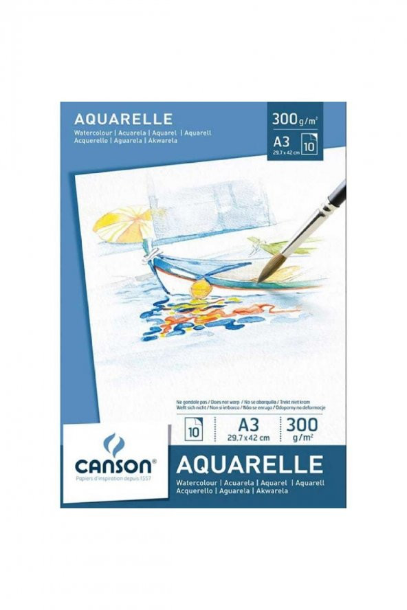 Canson Leisure Aquarelle Pad 300g Sulu Boya Blok 10 Sayfa A3 (29.7x42cm)