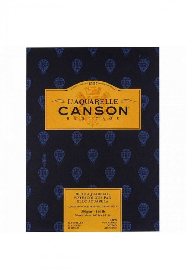 Canson Heritage Aquarelle Cold Pressed 300gr Sulu Boya Blok 12 Sayfa 26x36cm