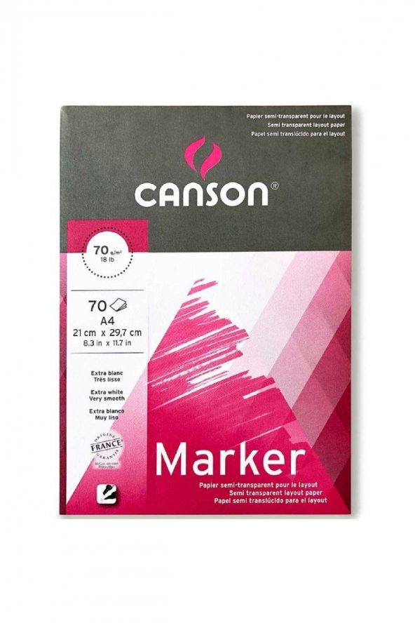 Canson Marker Pad 70gr Layout Markör Blok 70 Sayfa A4 (21x29.7cm)