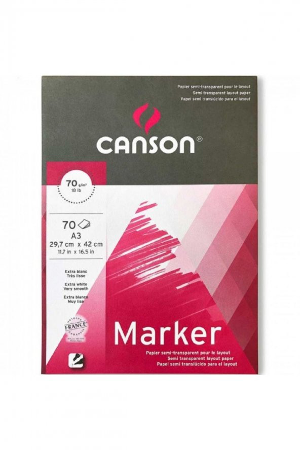 Canson Marker Pad 70gr Layout Markör Blok 70 Sayfa A3 (29.7x42cm)