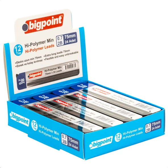 Bigpoint Kalem Ucu 0.7mm 2B 75mm 24'lü Tüp - 12 Adet