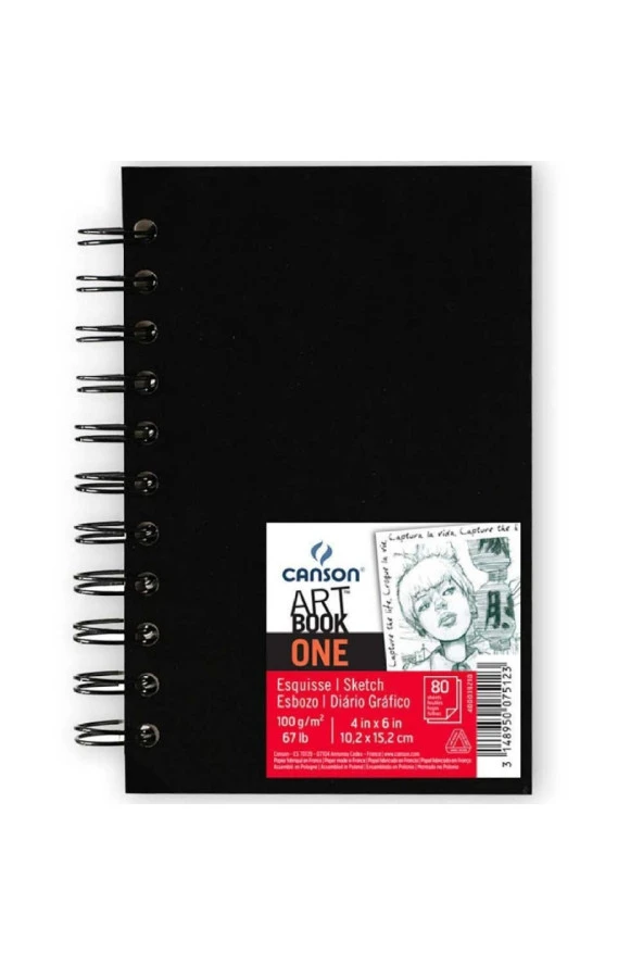 Canson One Art Book 100gr Spiralli Çizim Defteri 80 Sayfa 10.2x15.2cm (Sert Kapak)