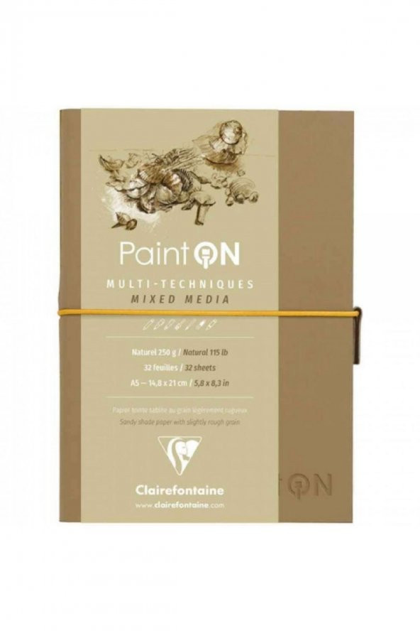 Clairefontaine Paint-On Naturel Sketch Book 250gr Natural Çok Amaçlı Resim Defteri 32 Sayfa A5 (14.8x21cm)