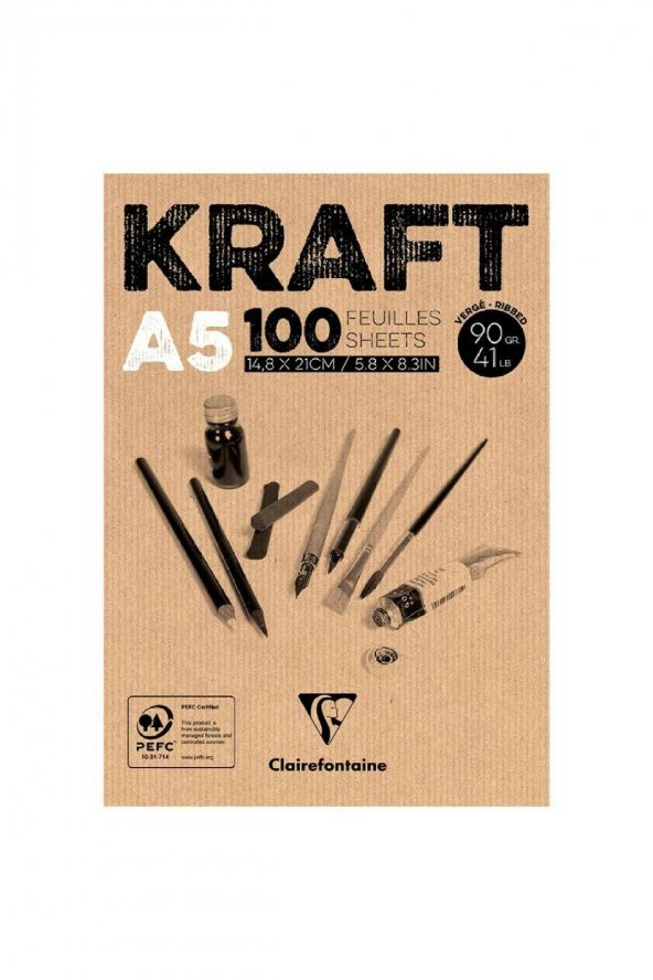 Clairefontaine Kraft 90gr Çok Amaçlı Resim Blok 100 Sayfa A5 (14.8x21cm)