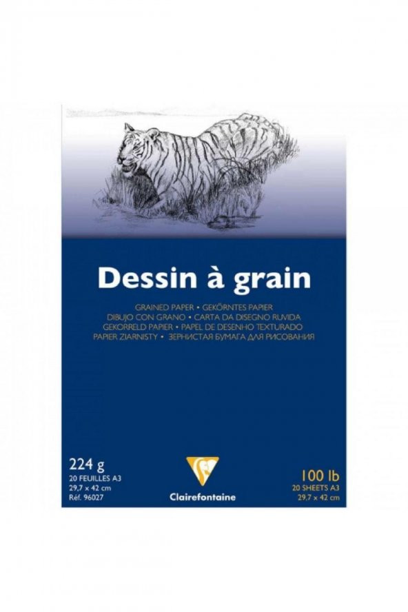 Clairefontaine Dessin A Grain 224gr Doğal Beyaz Çok Amaçlı Çizim Blok 20 Sayfa A3 (29.7x42cm)