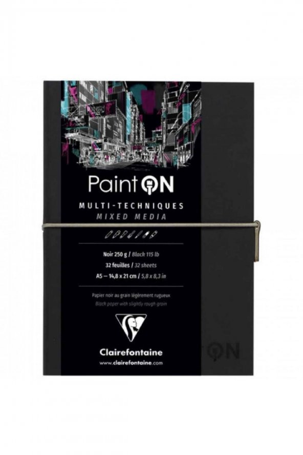 Clairefontaine Paint-On Noir Sketch Book 250gr Siyah Çok Amaçlı Resim Defteri 32 Sayfa A5 (14.8x21cm)
