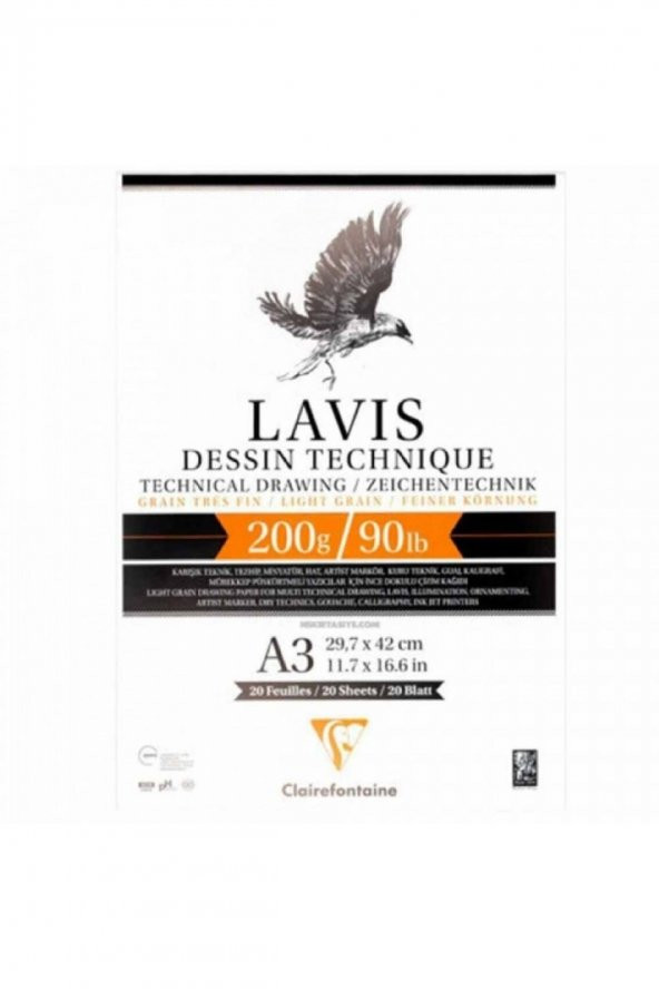 Clairefontaine Alpha Lavis Multi Teknik Blok 200gr 20 Sayfa A3 (29.7x42cm)