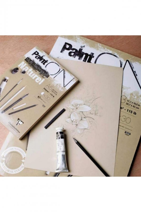 Clairefontaine Paint-On Naturel 250gr Natural Çok Amaçlı Resim Blok 30 Sayfa A4 (21x29.7cm) - 2