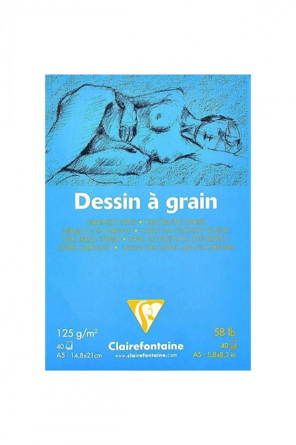 Clairefontaine Dessin A Grain 125gr Doğal Beyaz Dokulu Çizim Blok 40 Sayfa A5 (14.8x21cm)