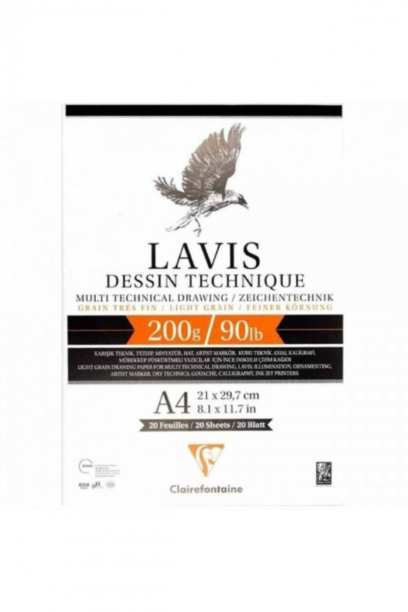 Clairefontaine Alpha Lavis Multi Teknik Blok 200gr 20 Sayfa A4 (21x29,7cm)
