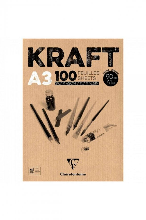 Clairefontaine Kraft 90gr Çok Amaçlı Resim Blok 100 Sayfa A3 (29.7x42cm)