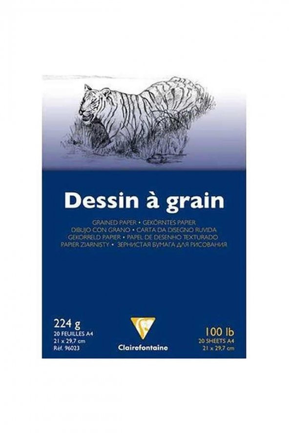 Clairefontaine Dessin A Grain 224gr Doğal Beyaz Çok Amaçlı Çizim Blok 20 Sayfa A4 (21x29.7cm)