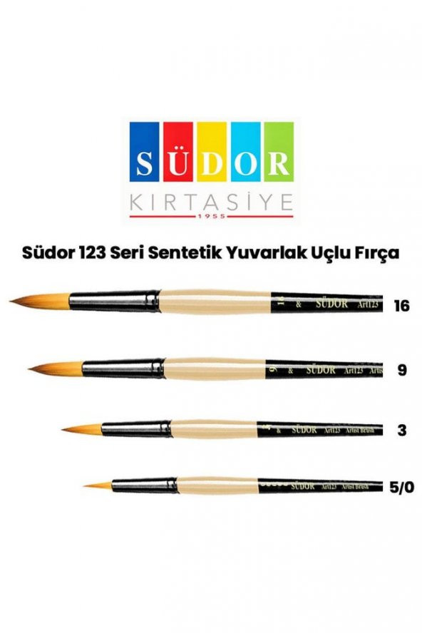 Südor 123 Seri Sentetik Yuvarlak Uçlu Fırça Seti 4'lü