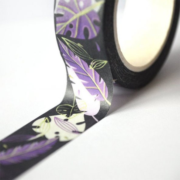 kagito Washi Tape Mor Yaprak Tasarımlı Bant - 2