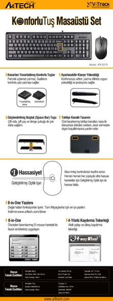A4 TECH KR-9276 Q USB STANDART KLAVYE+OPTİK MOUSE - 3