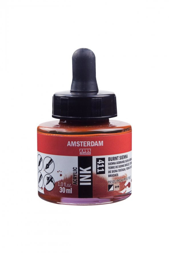 Amsterdam AMSTERDAM AKRİLİK MÜREKKEP : Acrylic Ink : 30ml : Burnt Sienna 411