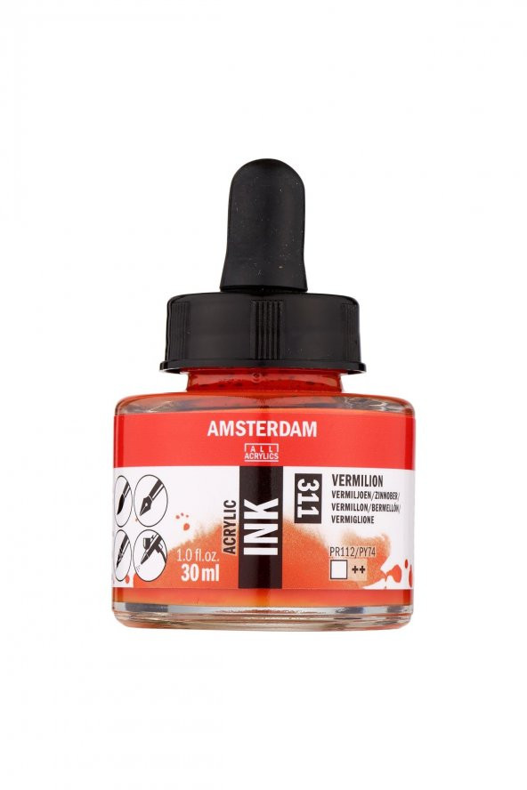 Amsterdam AMSTERDAM AKRİLİK MÜREKKEP : Acrylic Ink : 30ml : Vermilion 311