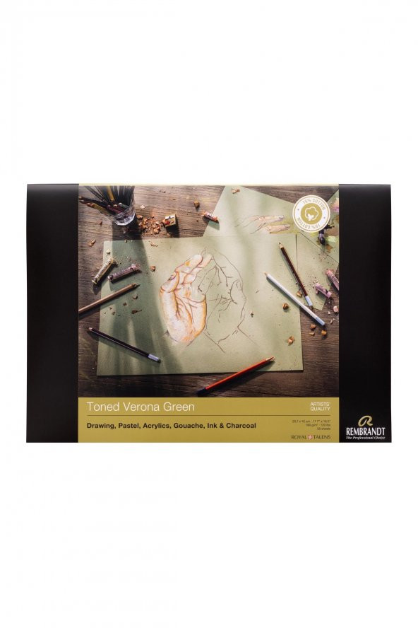 Rembrandt TONED PAPER RESİM DEFTERİ VERONA GREEN A3 - YEŞİL KAĞIT - 50 YAPRAK