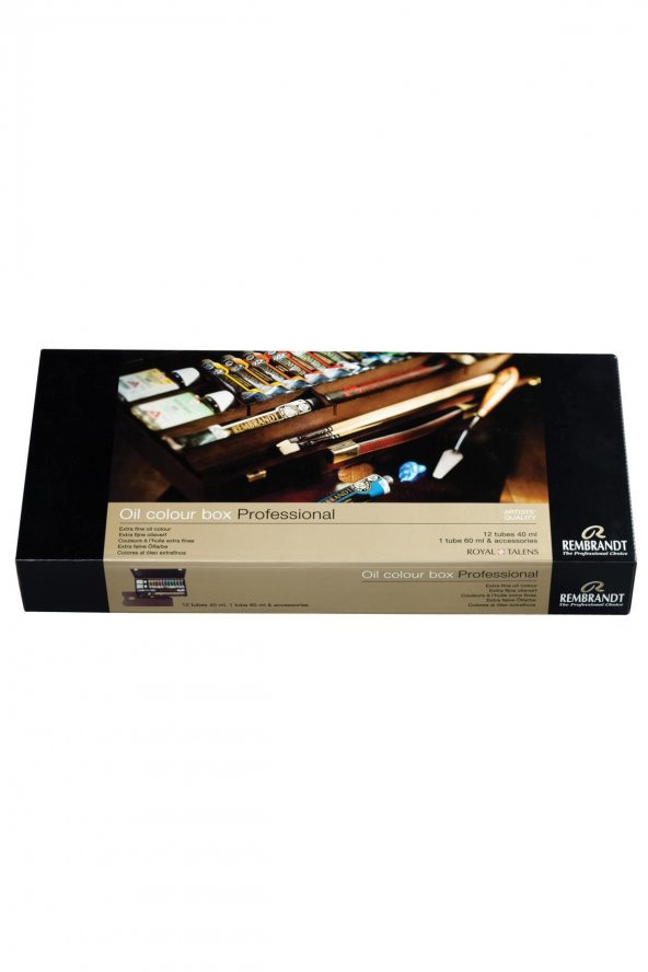 Rembrandt YAĞLI BOYA TAKIMI BOX PROFESSİONAL 12 x 40 ml + 1 x 60 ml + 11 aksesuar (AHŞAP KUTU)