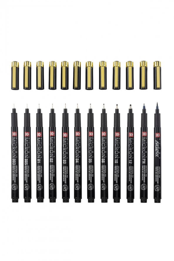 Sakura PİGMA MİCRON Teknik Kalem BLACK & GOLD EDITION SET 12'Lİ - 3