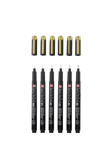 Sakura PİGMA MİCRON Teknik Kalem BLACK & GOLD EDITION SET 6'LI - 3