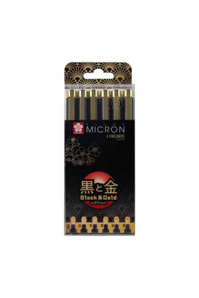 Sakura PİGMA MİCRON Teknik Kalem BLACK & GOLD EDITION SET 6'LI