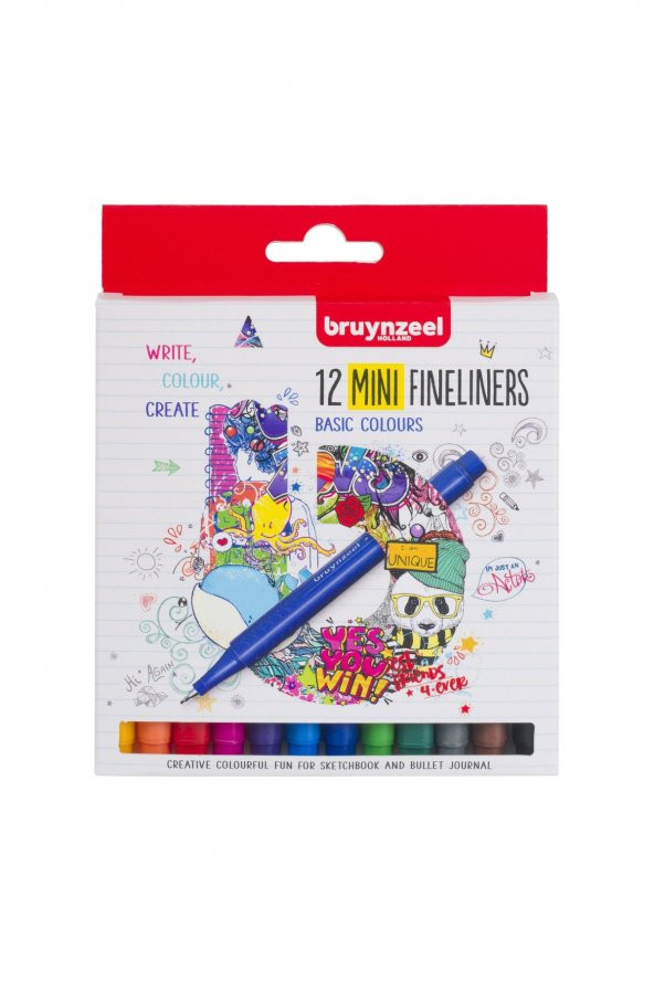 Bruynzeel FİNELINER 0,4 MM SET MINI 12 RENK (KISA BOY)