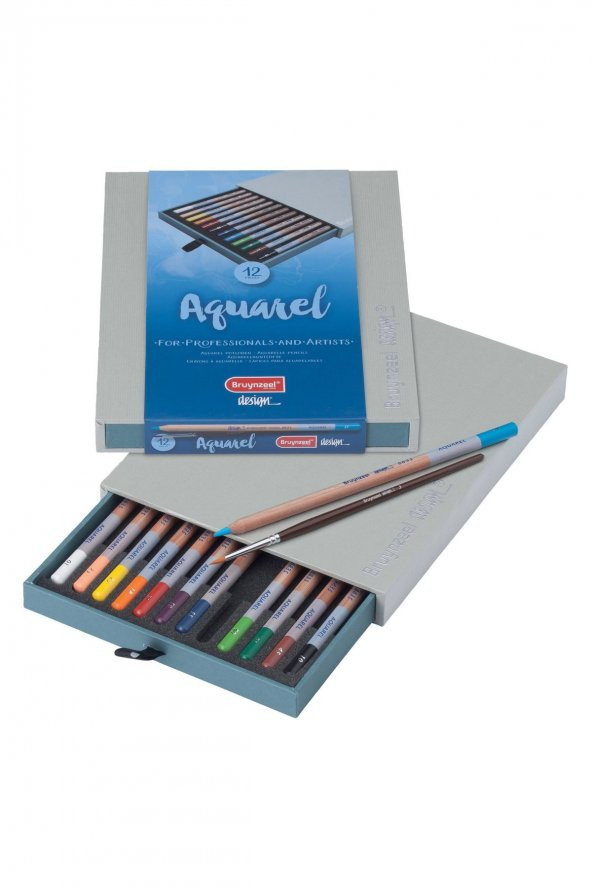 Bruynzeel KURU-SULU BOYA KALEM SETİ - 12 RENK (DESIGN WATERCOLOUR SERİSİ LÜX KUTU)