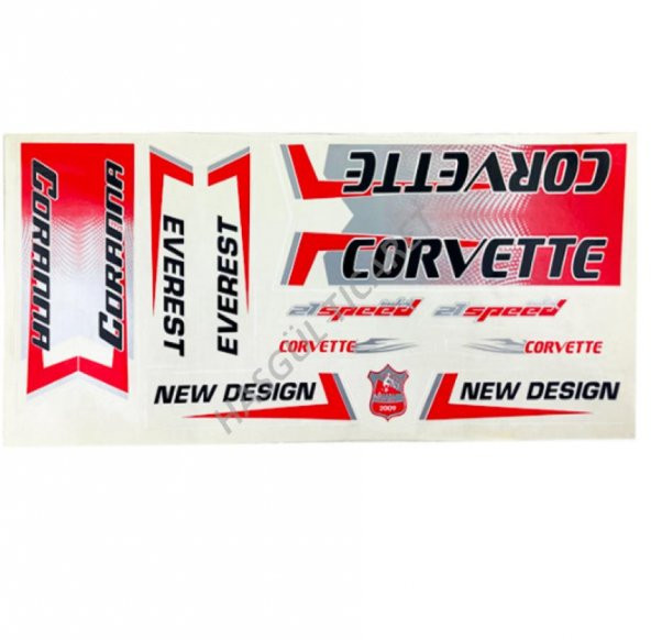 Hsgl Bisiklet Etiket Kırmızı Corvette Everest 24/26 Jant Bisiklet Aksesuar