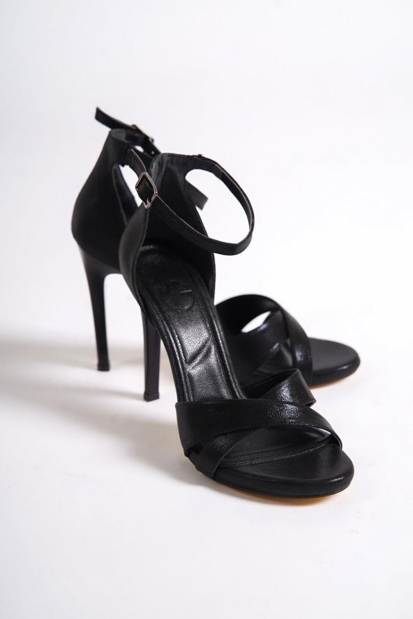 Pearl Siyah Simli Platform Topuklu Abiye Ayakkabı - Resim 4